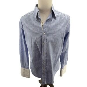 Robert Graham Mens Blue Money Bag French Cuffs Shirt Size Large